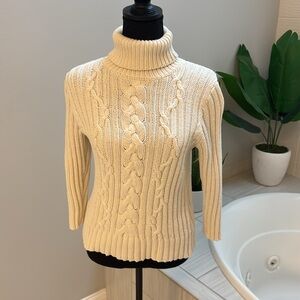 Classic Vintage GAP Cream Cowl Neck Cable Knit Sweater Size M